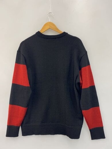 商品画像：Sleeve Border Knit Sweater/M/ウール/BLK 2