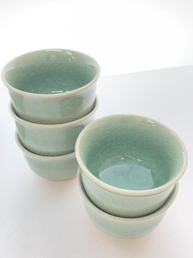 商品画像：和食器その他/6点セット/青磁/茶菓揃/未使用/箱有 6