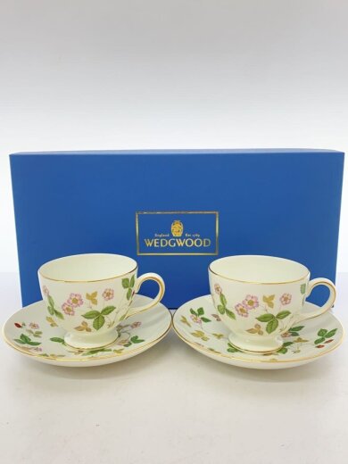 商品画像：カップ&ソーサー/2点セット/WHT/ワイルドストロベリー/黒壺/箱有// 1