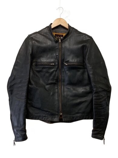 商品画像：シングルライダースジャケット/38/牛革/BLK 1