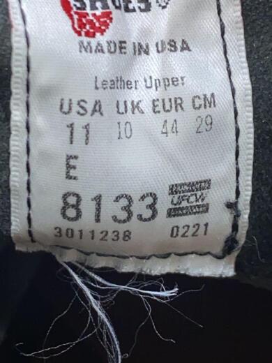 画像：RED WINGレースアップブーツ/29cm/BLK/レザー/81335