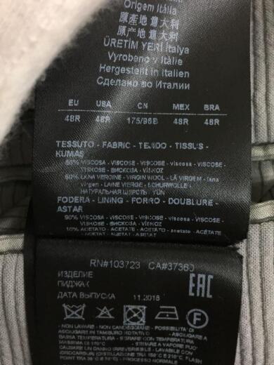 画像：GIORGIO ARMANI2B/テーラードジャケット/48/レーヨン/グレー/無地/8WGGG02H T003N5