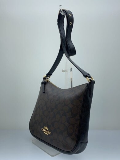 商品画像：エリー・ファイルバッグ_シグネチャー_ブラックレザー/PVC/ブラウン/総柄 2