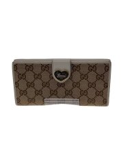 長財布_ハートプレート_GGキャンバス/キャンバス/ブラウン/総柄/レディース