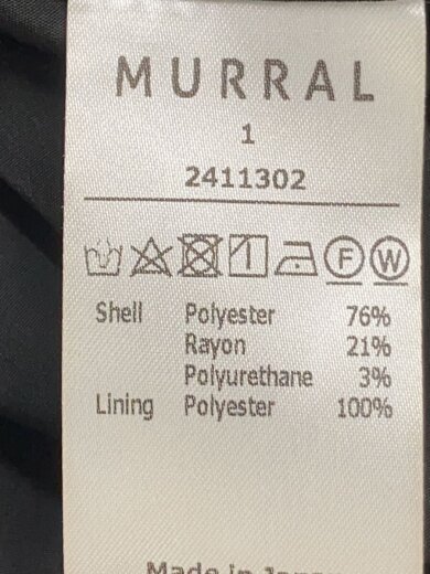 画像：MURRAL半袖ワンピース/1/ポリエステル/BLK/無地/24113023