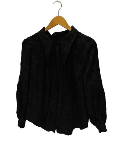 商品画像：長袖ブラウス/S/ポリエステル/BLK/無地/1213302050 1