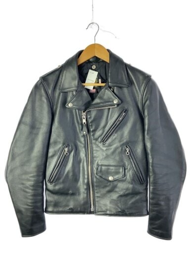 商品画像：ダブルライダースジャケット/34/レザー/BLK/無地 1