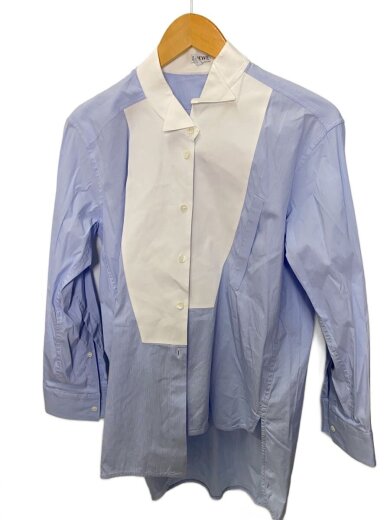 商品画像：長袖シャツ/S/コットン/BLU/ストライプ 1