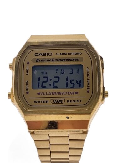 商品画像：クォーツ腕時計・DATEBANK/デジタル/ステンレス/GRY/GLD 1