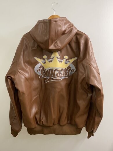 商品画像：レザージャケット・ブルゾン/XL/フェイクレザー/BRW/NN1617 2