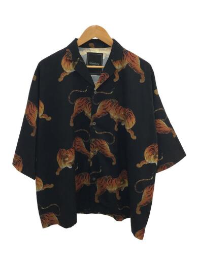 画像：unrelaxingオープンカラーシャツ/ポリエステル/BLK/虎柄1
