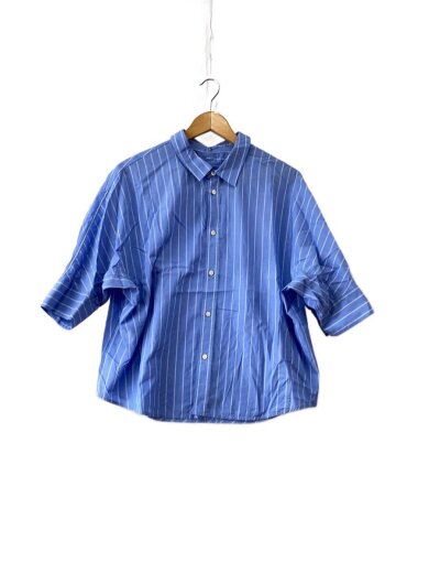商品画像：７分袖シャツ/36/コットン/BLU/ストライプ/12-01-52-01402// 1