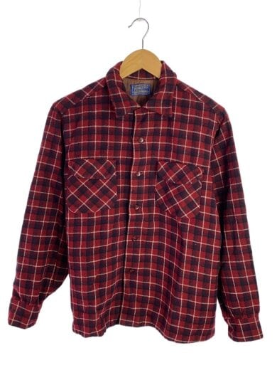 商品画像：50s/長袖シャツ/L/ウール/RED/チェック 1