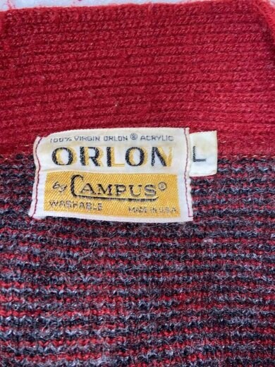 商品画像：60s～70s/ORLON by CAMPUS/USA製/カーディガン(厚手)/L/アクリル/RED/総 3