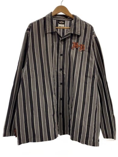 商品画像：長袖シャツ/XXL/コットン/BLK/ストライプ 1