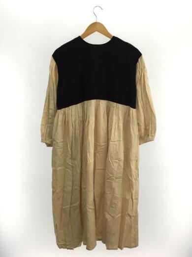 画像：その他ブランドnikomake(ニコメイク) バイカラーワンピース/FREE(ママサイズ)/コットン/BEG-BLK2