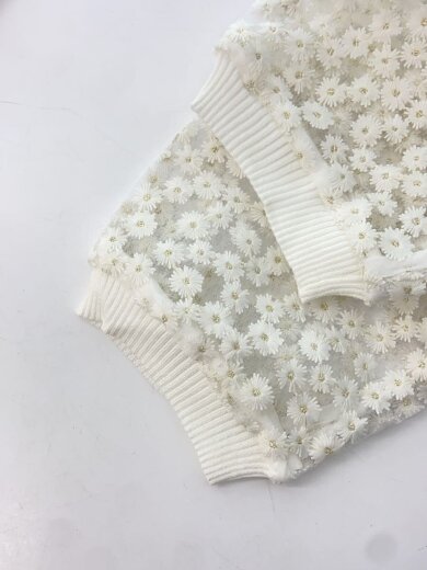 商品画像：フラワーレースハーフスリーブニットカーディガン/FREE/ナイロン/WHT/25080900995020 5