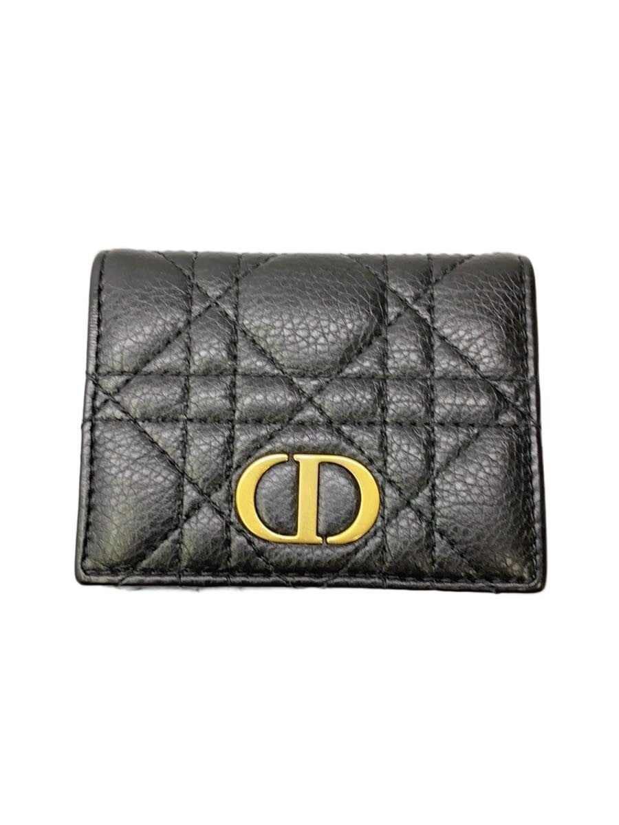 Christian Dior / 3つ折り財布/レザー/BLK/レディース
