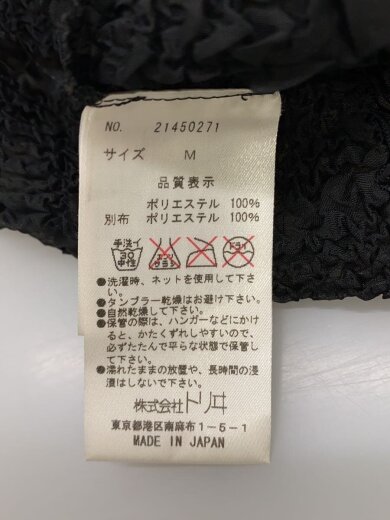 商品画像：プリーツ/ノーカラーブラウス/シアー/長袖ブラウス/M/ポリエステル/BLK/21450271 4