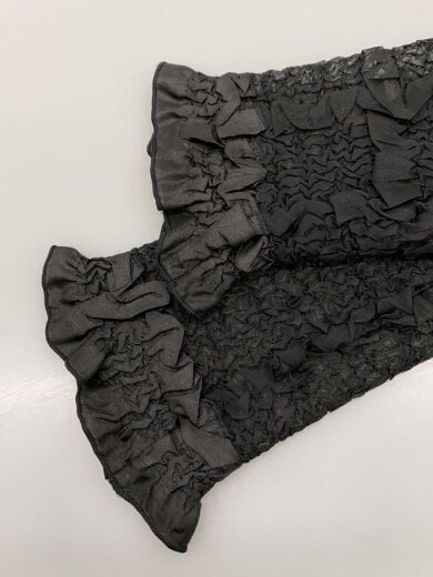 商品画像：プリーツ/ノーカラーブラウス/シアー/長袖ブラウス/M/ポリエステル/BLK/21450271 5