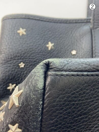 商品画像：トートバッグ/レザー/BLK/スタースタッズ/スレ使用感ダメージ有 8