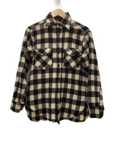 商品画像：長袖シャツ/M/ウール/BLK/チェック 1