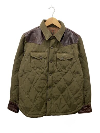 商品画像：レザーヨークキルティングウエスタンジャケット/XL/馬革/コットン/KHK 1