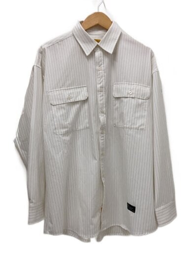 商品画像：長袖シャツ/L/ポリエステル/WHT/ストライプ/F32520-SH10 1