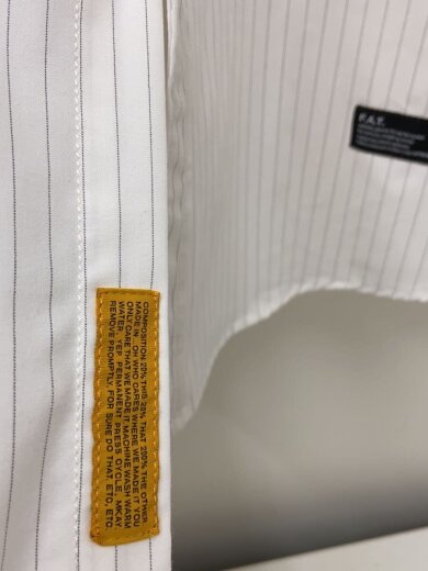 商品画像：長袖シャツ/L/ポリエステル/WHT/ストライプ/F32520-SH10 5