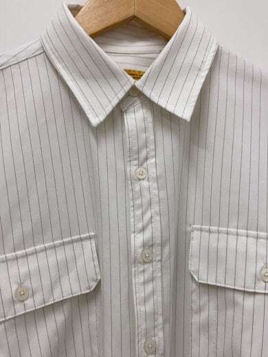 商品画像：長袖シャツ/L/ポリエステル/WHT/ストライプ/F32520-SH10 8