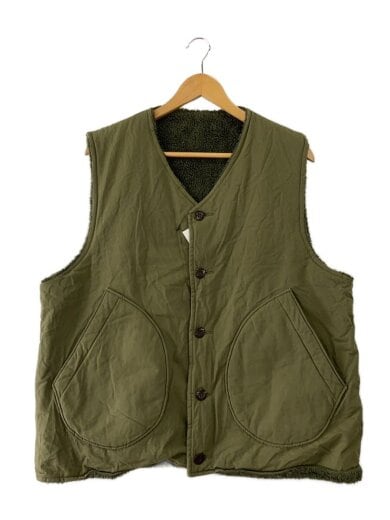 商品画像：フリースベスト/リバーシブル/L/ポリエステル/コットン/KHK 1