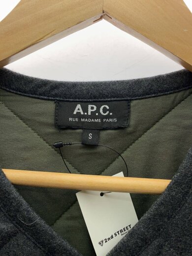 商品画像：ノーカラーキルティングジャケット/S/ウール/GRY/1110121 3