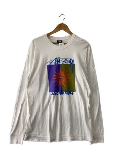 商品画像：長袖Tシャツ/M/コットン/WHT/LOVE AND PEACE// 1