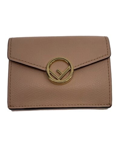 商品画像：3つ折り財布/レザー/PNK/無地/レディース 1