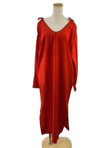 商品画像：シャツワンピース/FREE/コットン/RED/無地 1