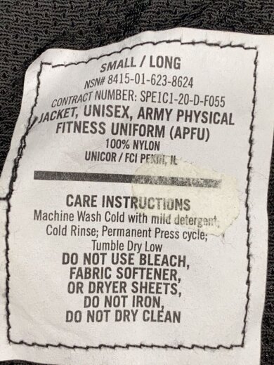 商品画像：ナイロンジャケット/S/ナイロン/BLK/無地/8415-01-623-8624 3