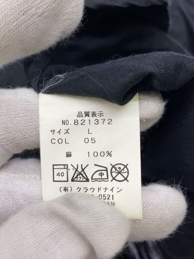 商品画像：長袖シャツ/L/リネン/BLK/無地/821372 4