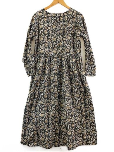 商品画像：長袖ワンピース/FREE/コットン/BLK/総柄/BEZ1022409A0009 1