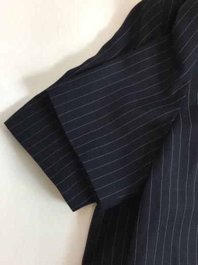 画像：Mila Owenジャケット/0/ポリエステル/NVY/ストライプ/09WFJ221115/Wボタンハーフスリーブロングテーラ6