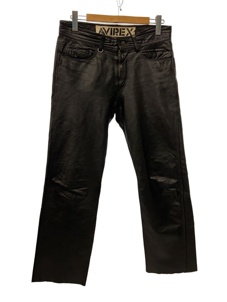 AVIREX / ストレートパンツ/34/牛革/BLK/6161003