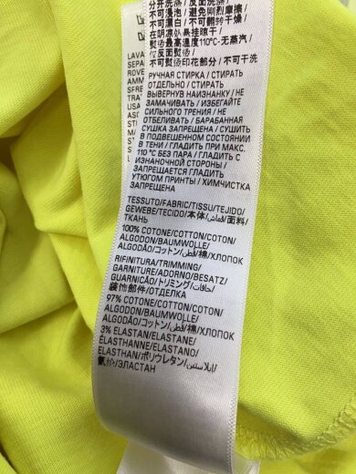 商品画像：20SS/Tape Type Tシャツ/XS/コットン/YLW/TJ55 739784 TOVA9 5