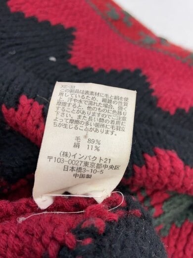 商品画像：カシミヤ20/シルク11/ニット・セーター(厚手)/LL/ウール/RED/総柄/KR-RL-SA3743 4