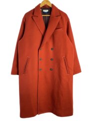 カシミヤ混 プライムオーバー カットオフステッチ ダブルチェスターコート/1/RED/1121216120