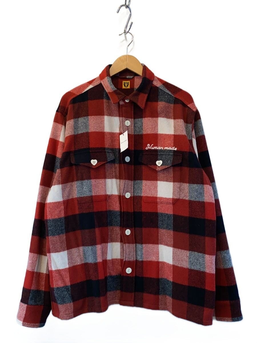 HUMAN MADE / 23AW/WOOL BEAVERBLOCK CHECK SHIRT/XXL/ウール/RED/チェック/HM26SH011