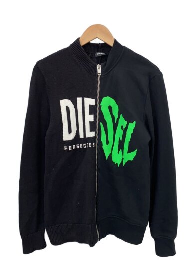 商品画像：ニットスウェット切替rジャケット/S/コットン/BLK/A00603 1