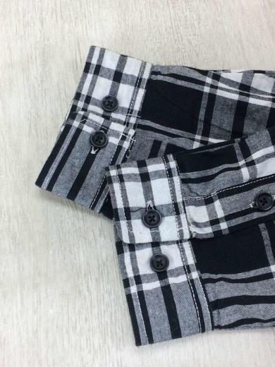 画像：その他ブランドHAPEACE/ロング丈/長袖シャツ/FREE/コットン/BLK/チェック/ハッピース5