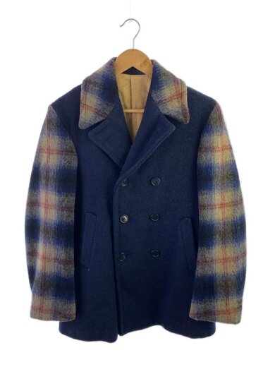 商品画像：ピーコート/--/ウール/NVY/チェック/40s/ドッキング 1