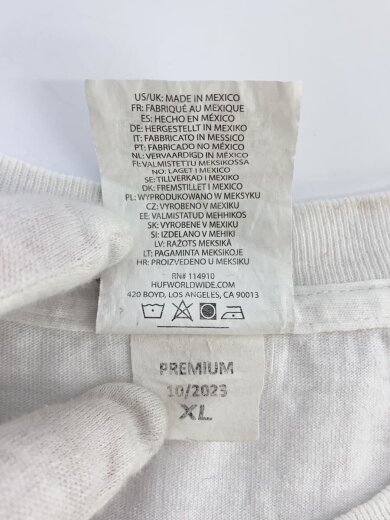 画像：HUFUPSIDE DOWNTOWN TEE/アップサイドダウンタウンTシャツ/XL/コットン/WHT/プリント5