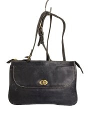 ショルダーバッグ/ターンロック/レザー/BLK