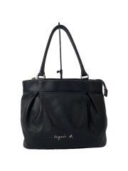 ハンドバッグ/ロゴ/牛革/BLK